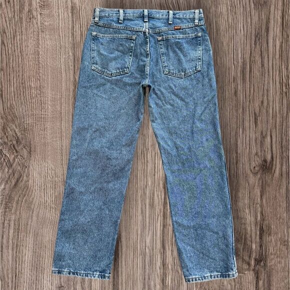 Rustler Men’s Distressed Blue Jeans Preowned Size 34x29 Straight Fit - Picture 2 of 7